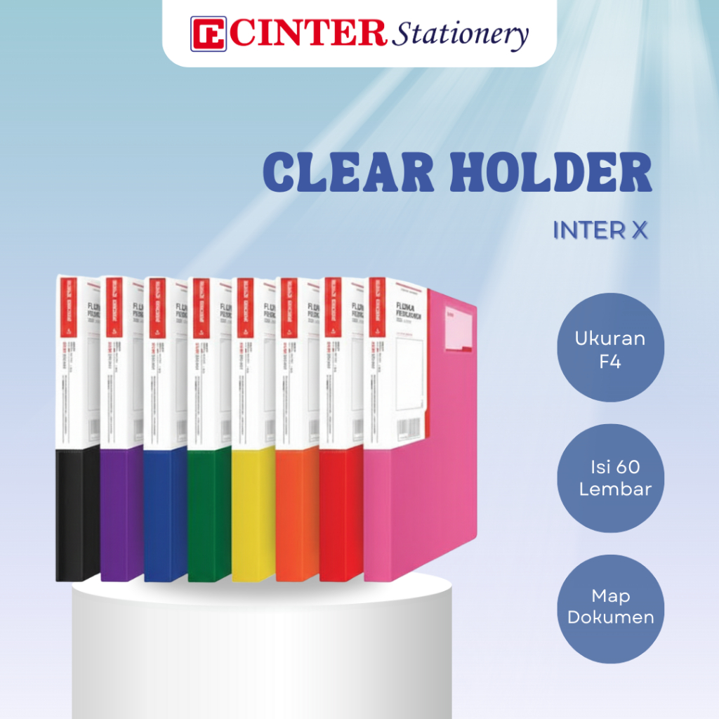 INTER X - MAP PLASTIK / MAP DOKUMEN / CLEAR HOLDER CHX-160 60 LEMBAR UKURAN F4
