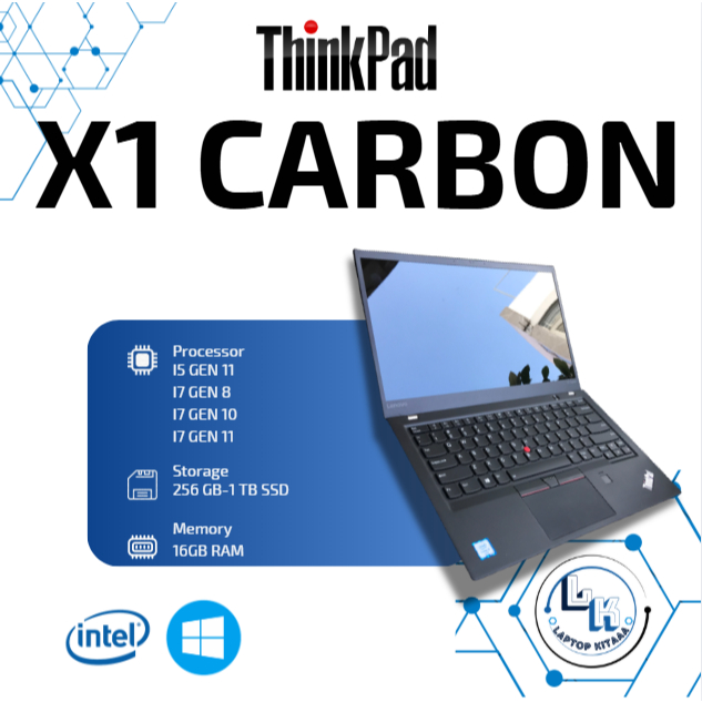Laptop Lenovo X1 Carbon G6 / G8 / G9 i5–i7 Gen 8–11 RAM 16GB SSD 256–1TB 14” Windows Ori
