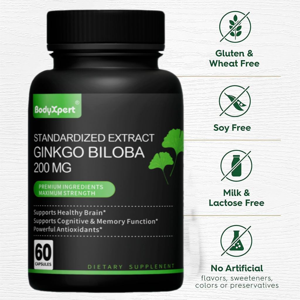 Standardized Extract Ginkgo Biloba 200 MG Kapsul Daun Ginkgo Asli untuk membantu meningkatkan daya i