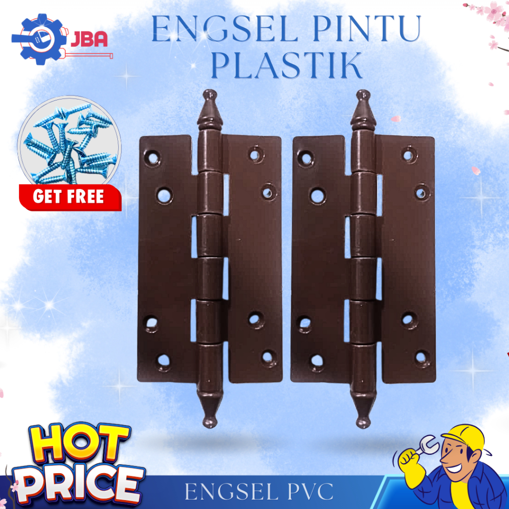 Engsel Pintu  Kamar mandi Plastik Coklat PVC Anti karat / Engsel  Pintu Kamar mandi
