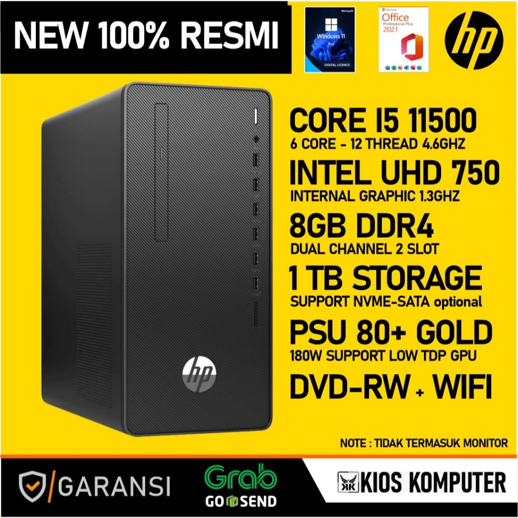 OBRAL PC DEKSTOP MURAH - HP 280 Pro G8 Microtower PC BUILT UP CORE I5 11500 8GB DDR4 256GBSSD+1TB HD