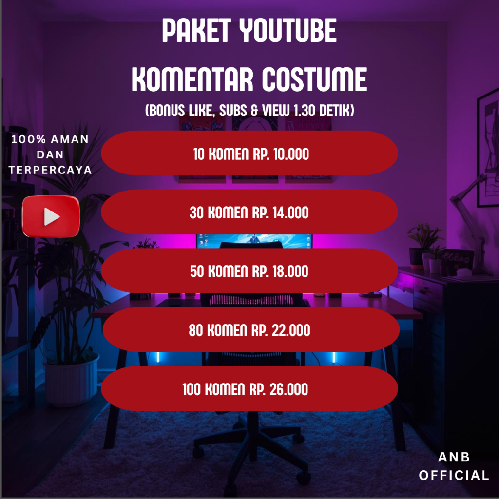 Jasa Komentar Custom Youtube Bonus Like, View & Subcriber (Real & Natural)