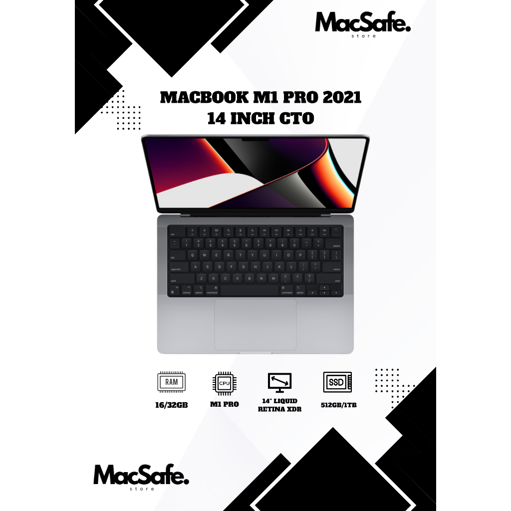 Macbook M1Pro 2021 14inch CTO 32GB 1TB Second Original