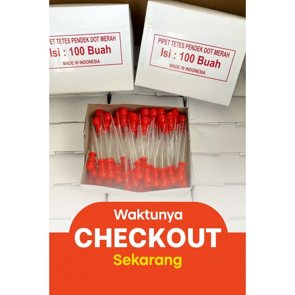 Pipet Tetes Kaca Dot Merah Ukuran 10cm Isi 10,20,&30 pcs ORIGINAL