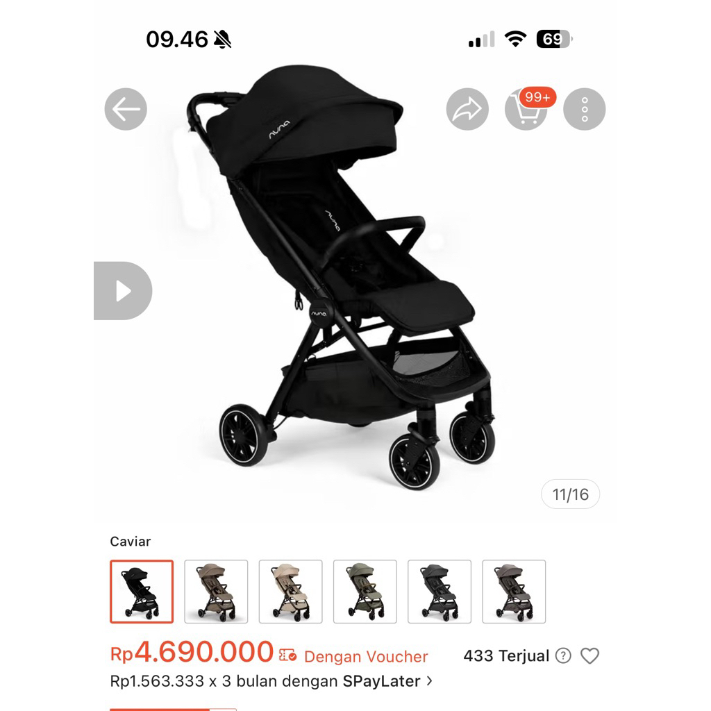 preloved nuna trvl caviar