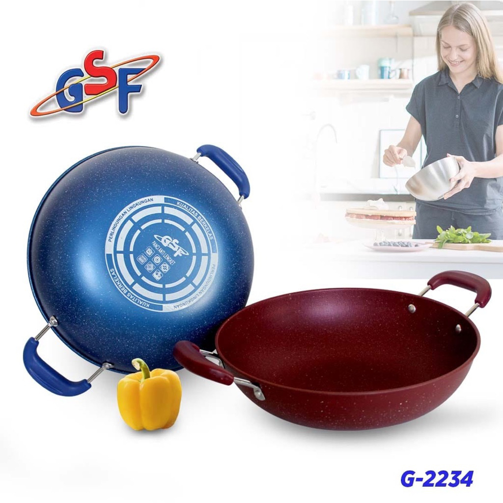 gsf wajan goreng anti lengket 2234 - wajan goreng marble anti lengket