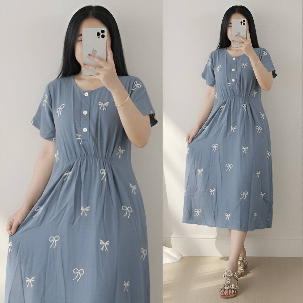 Daster LOWO Motif Pita Busui Kancing Depan Daster Remaja Wanita Viral Kekinian