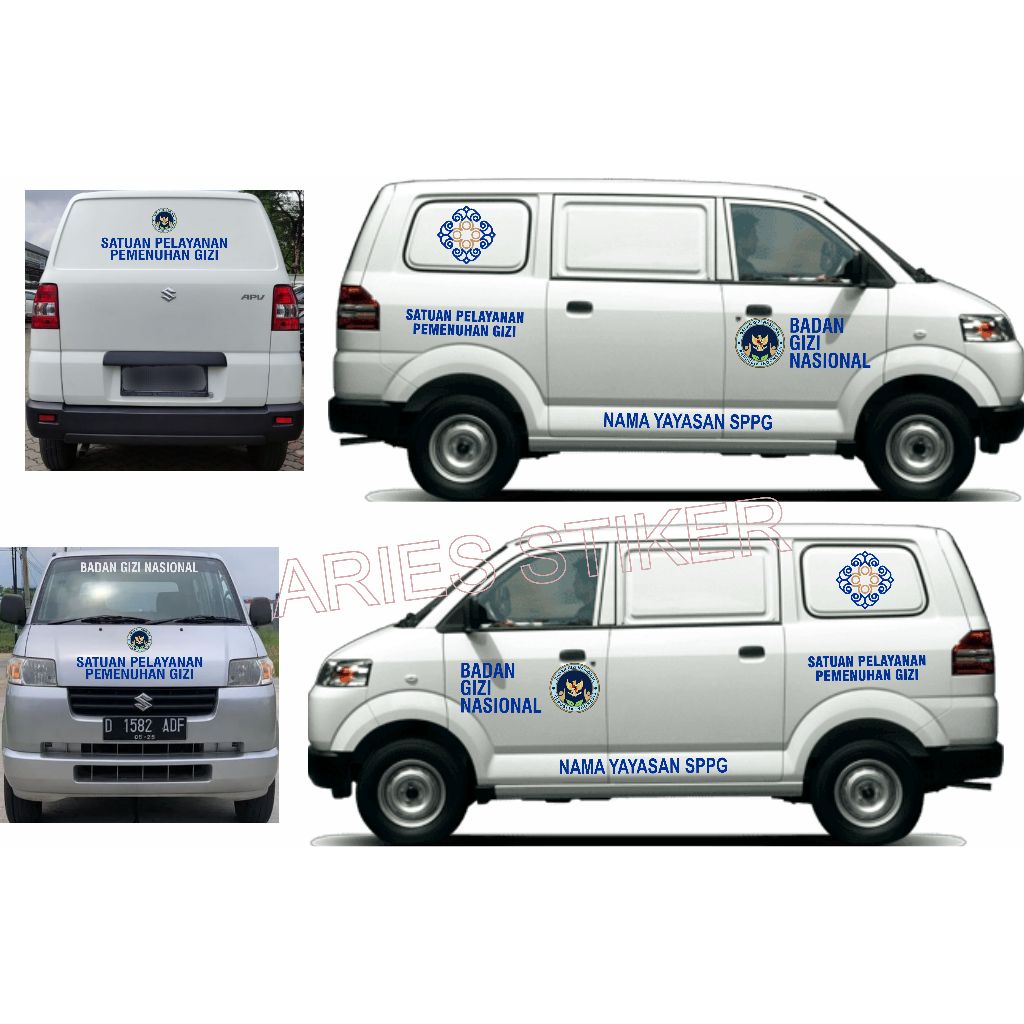 cutting stiker mobil mbg badan gizi nasional suzuki apv blinvan full set
