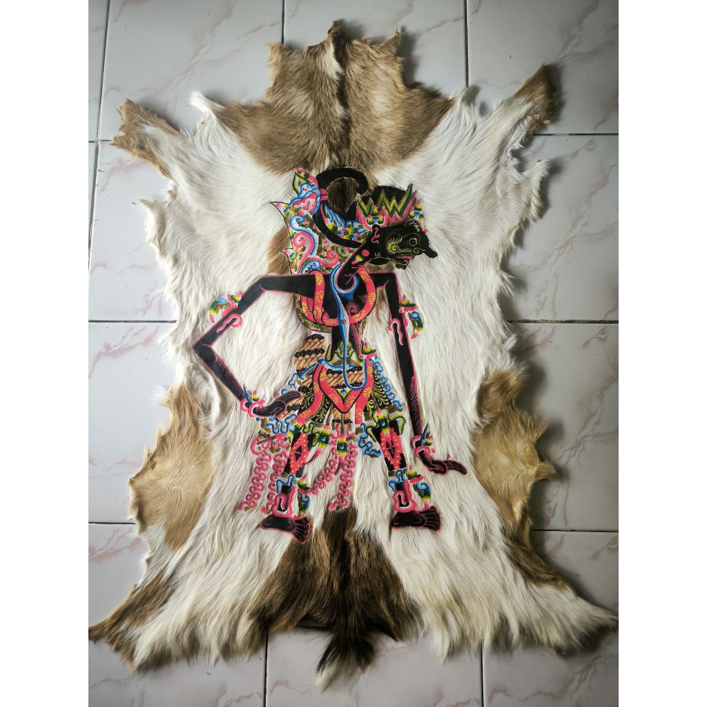 Lukisan Wayang kulit Kambing Raden Gatotkaca kulit kambing full body