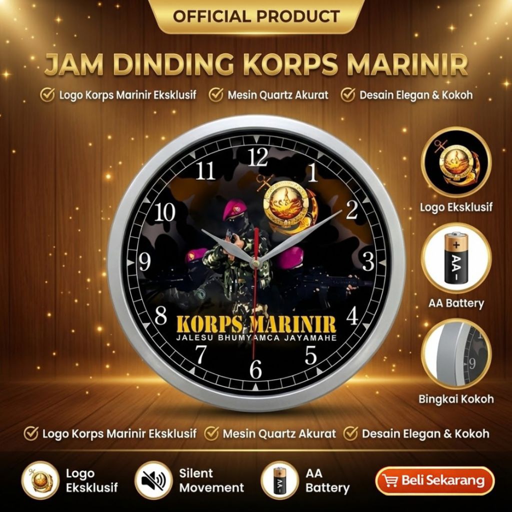 Jam Dinding Korps Marinir TNI AL 32cm