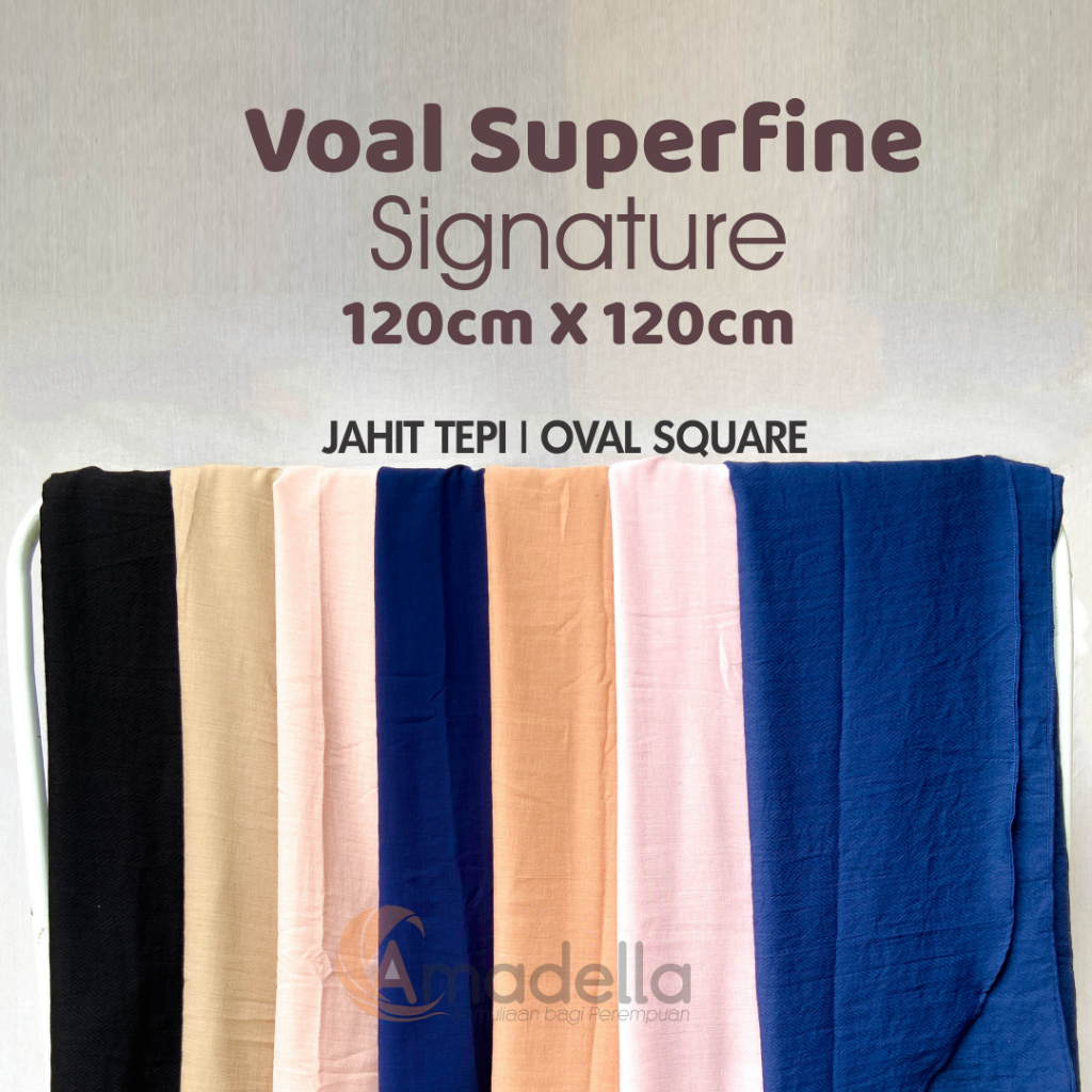 Amadella Hijab Segi Empat 120 x 120 Voal Premium Oval Curve Shawl Superfine Watersplash Motif