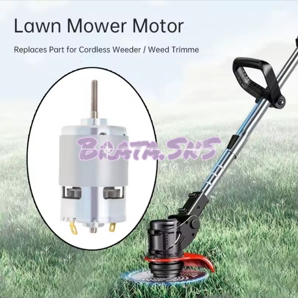 Dinamo DC Motor RS-755 RQ-755 12Volt 12V Mesin Potong Rumput Lawn Mower ( Bonus Mur + Shaft [ Stoppe