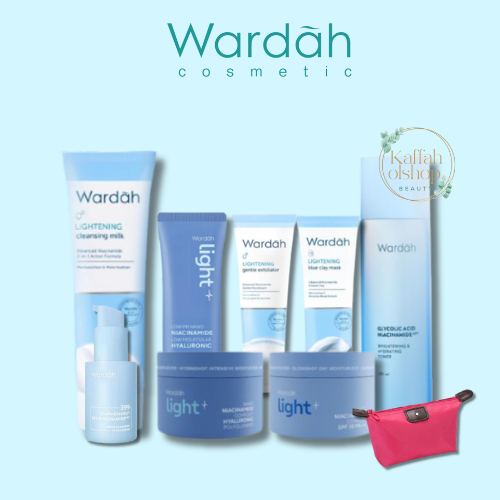 WARDAH PAKET LIGHTENING GLOWING PLUS SERUM 8 PRODUK GRATIS POUCH