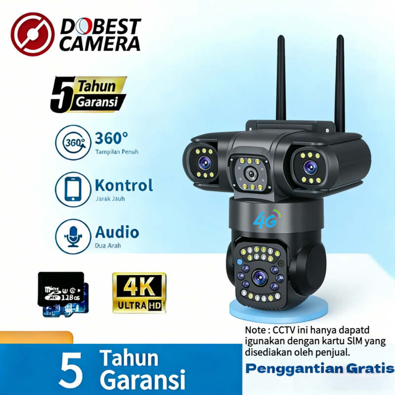 {5 Tahun Garansi} V380 PRO CCTV Kamera Tiga Lensa Yang Sesungguhnya 4G /Wifi Home Protection Camera 