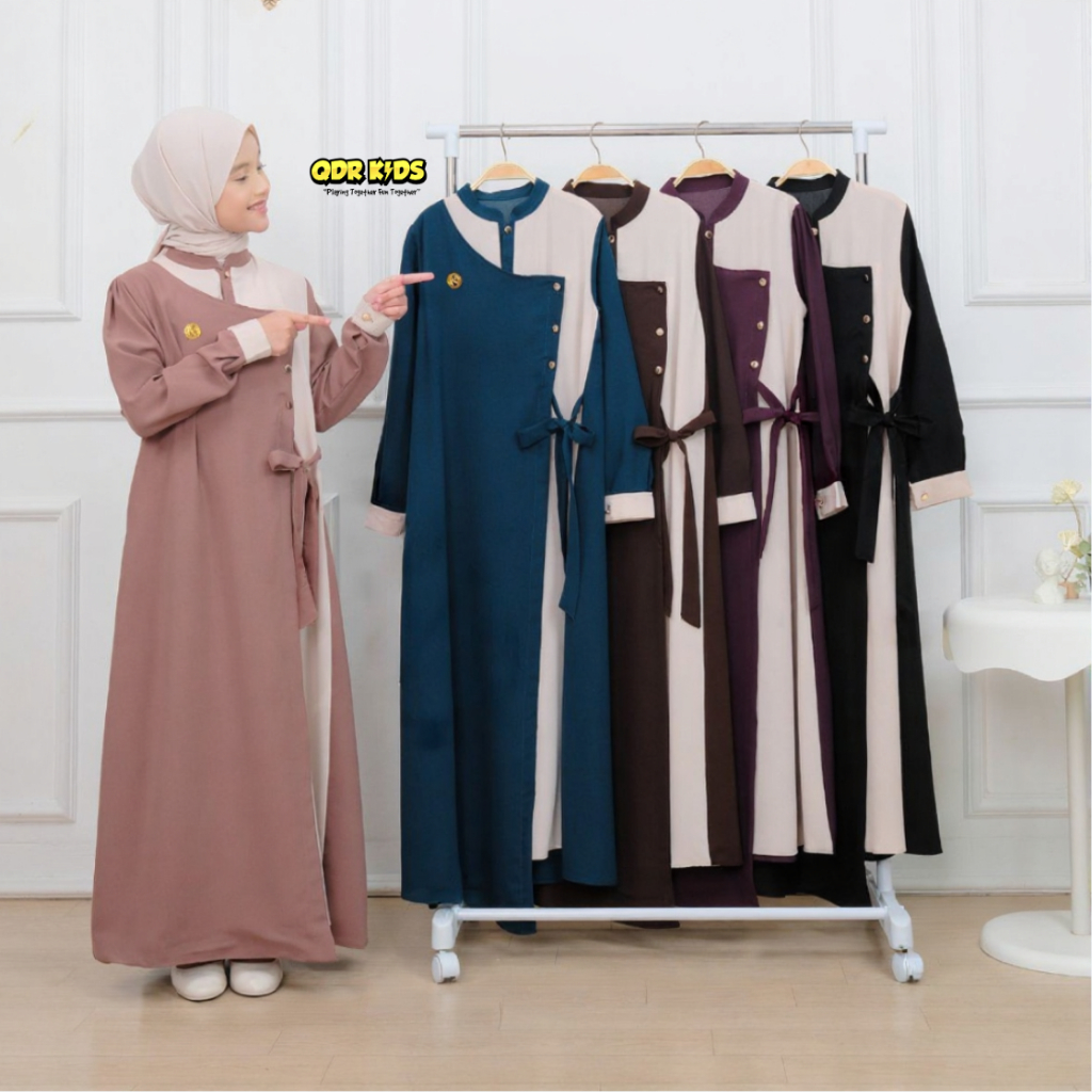 Gamis Abaya Anak Perempuan Safiya Dress Premium Gamis Modern Terbaru Lebaran 2026 QDR KIDS