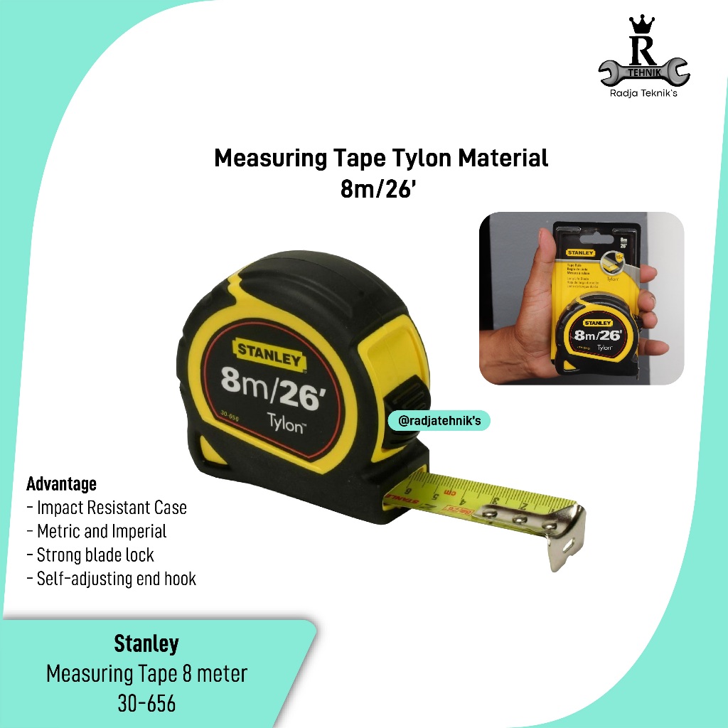 STANLEY  30-656 Measuring Tape Tylon  Stanley Meteran 8m/26ft   Alat Ukur Meteran  Alat Tukang Serba