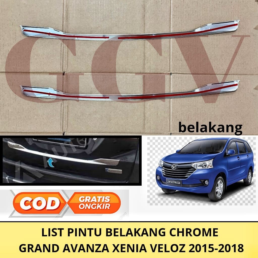 list pintu belakan Grand Avanza Xenia Veloz 2015 2016 2017 Chrome