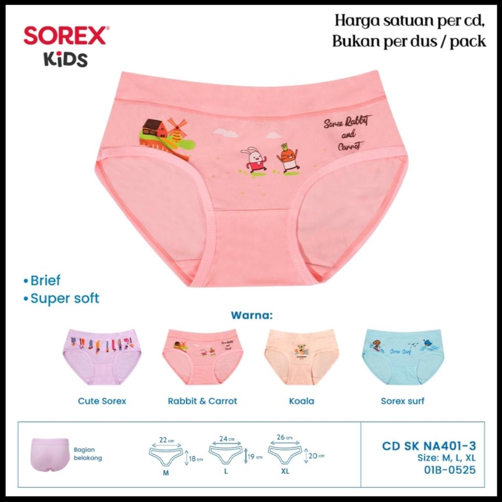 cd celana dalam segitiga anak perempuan sorex kids girl Na 401 402 403 404 452 453 471 supersoft lem