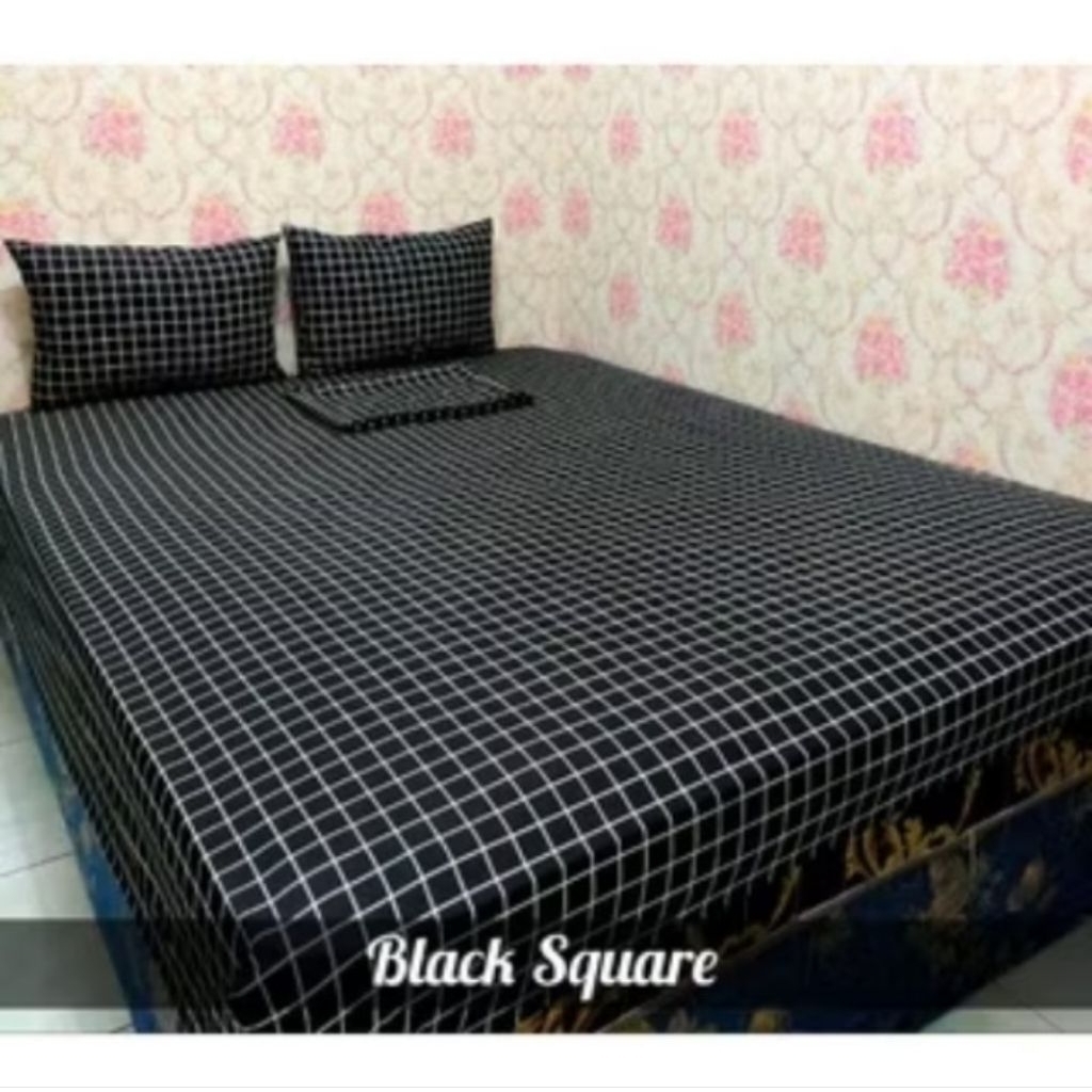 Sprei HOMEMADE MOTIF KOTAK HITAM Ukuran 120X200, 160X200, 180X200