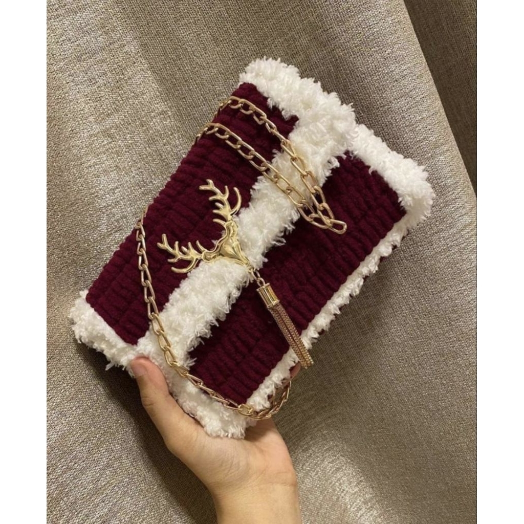 Tas rajut kanvas cantik / tas rajut kanvas buatan handmade / tas selempang