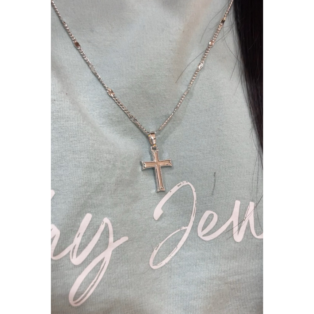 hayday jewelry - kalung liontin salib bahan tembaga lapis emas