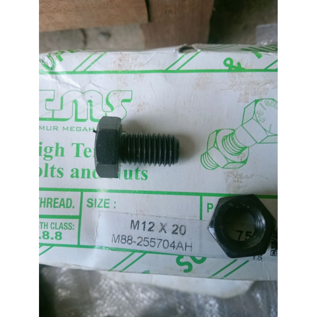 baut mur/mur baut baja 8.8 M12x20 1.75