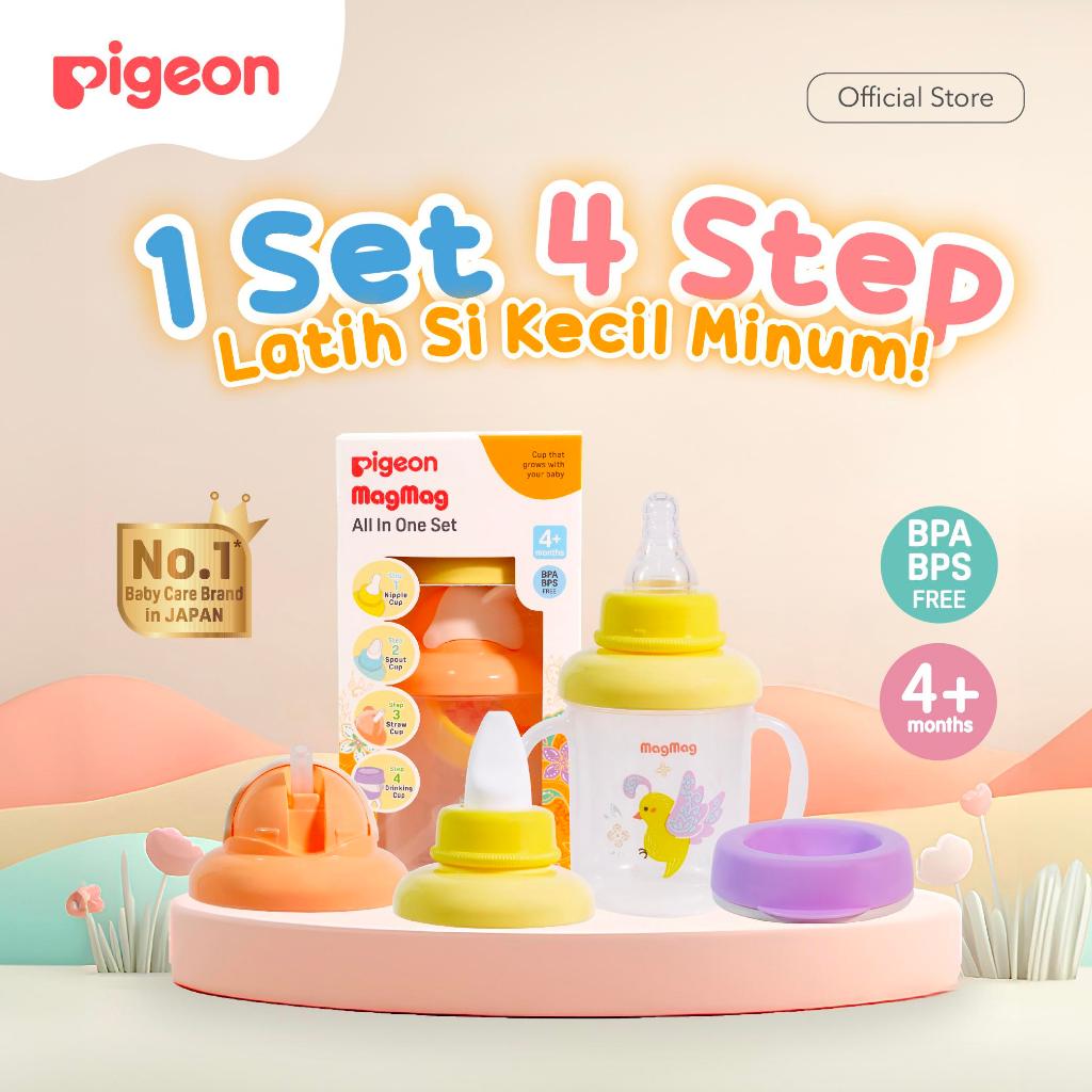 PIGEON MagMag All In One Set - Local | Gelas Minum Bayi Anti Tumpah | BPA Free | Cangkir Minum Bayi 