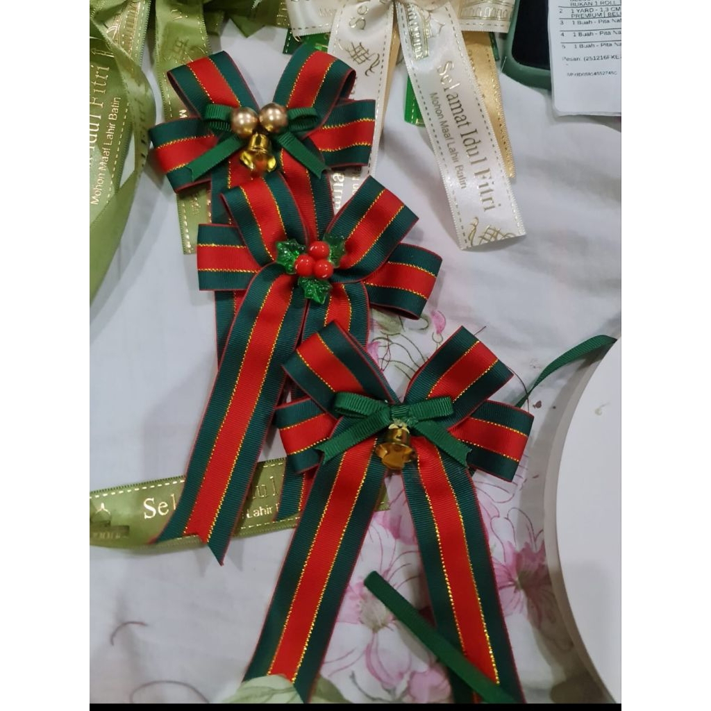 Bloom_Day Pita Velvet Pohon Natal Pita Besar Hiasan Natal Dekorasi Pita Besar