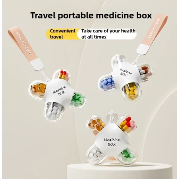 kotak obat model kapsul - pill box esthetic - portable medicine box - dispenser obat estetik  - tempat obat dengan gantungan - kotak obat portable