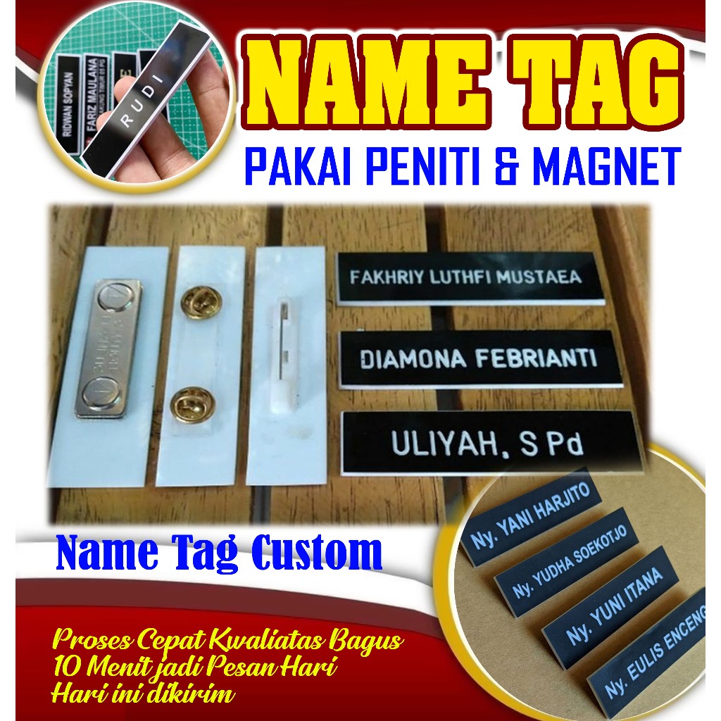PAPAN NAMA AKRILIK MENGGUNAKAN PENITI / NAME TAG / PIN / PIN NAMA / PIN PNS / PIN ASN