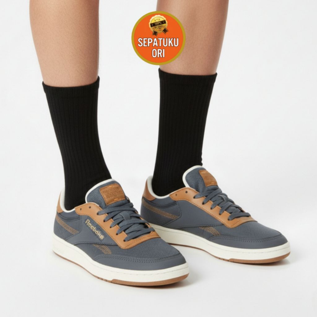 SEPATU UNISEX REEBOK CLUB C 85 VINTAGE COLOR PURE GREY NEW BNIN ORIGINAL [100200118]