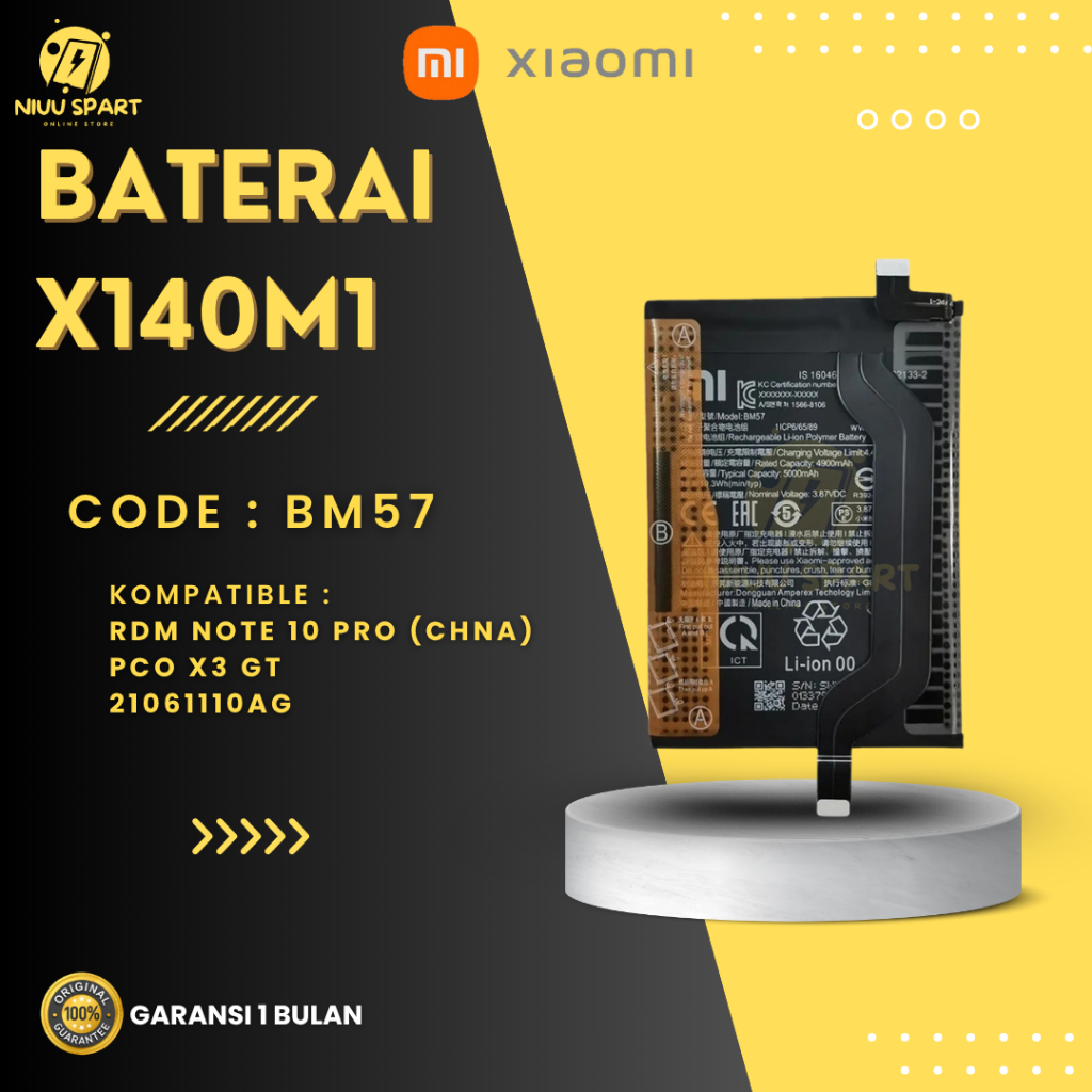 BATERAI BATTERY XIAOMI BM57 XIAOMI REDMI NOTE 10 PRO 5G/POCO X3 GT DOUBLE [IC POWER] ORIGINAL