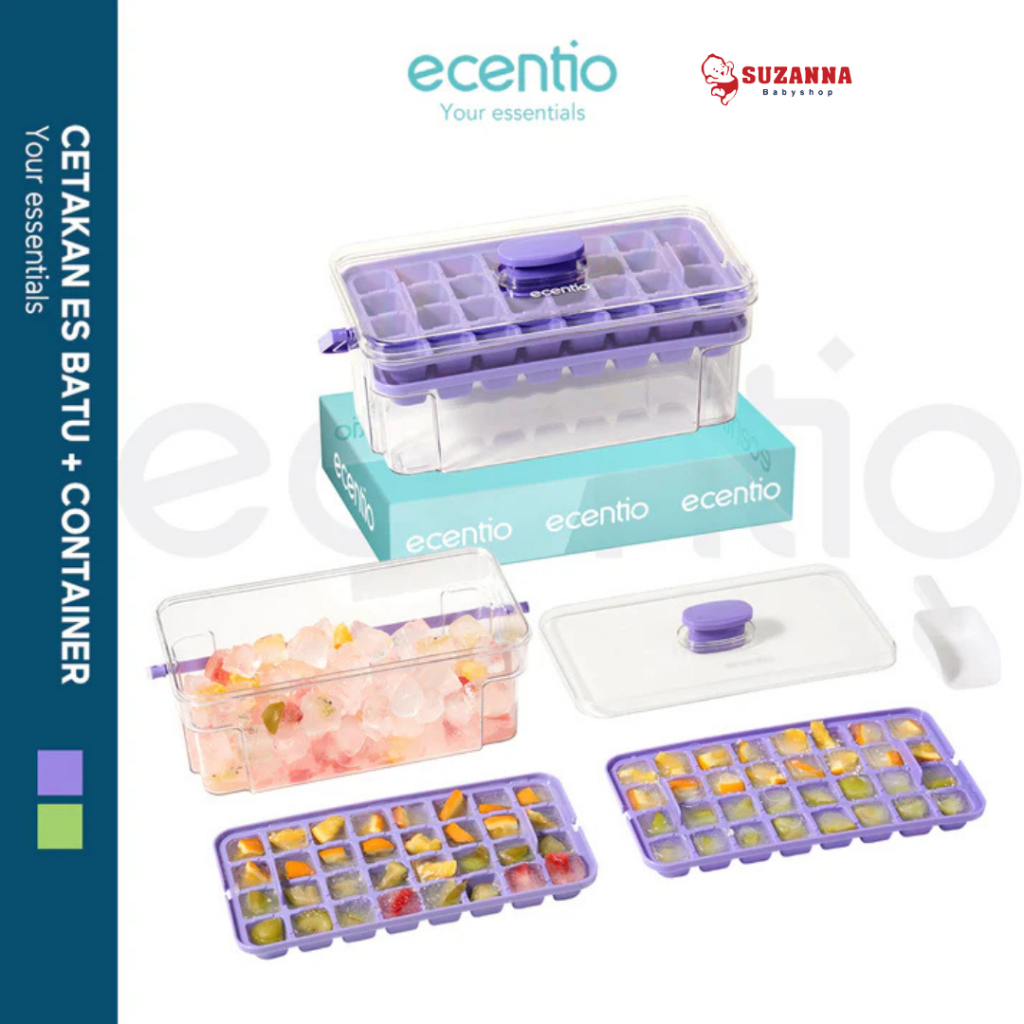 Ecentio Double Layer 64 Grid Ice Tray Portable - Cetakan Es
