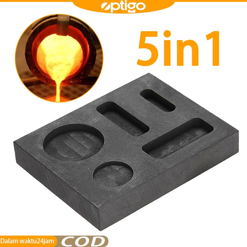 Graphite Ingot Mould 5 In 1 Cetakan Ingot Grafit High Density Emas Silver Aluminium Kaca Bulat Koin