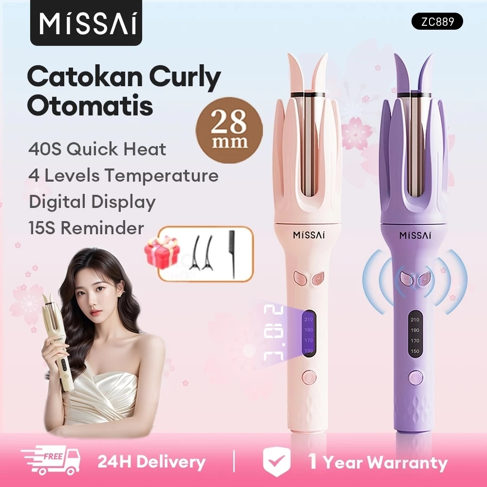 MISSAI ZC889 Catokan Curly Otomatis 28MM Catokan Keriting Rambut Otomatis Gigi Keempat Layar Digital