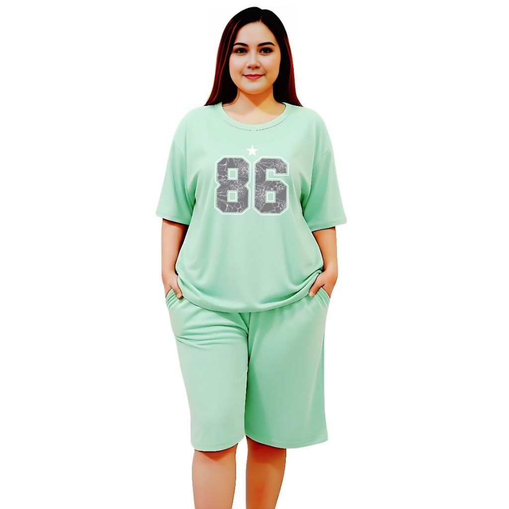 Setelan Wanita  Kekinian Jumbo Ld 130 Cm Baju One Set  Kaos Wanita Terbaru  Motif 8