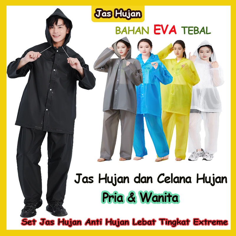 Jas hujan + celana setelan jas hujan dewasa celana jas hujan jas hujan pvc tebal
