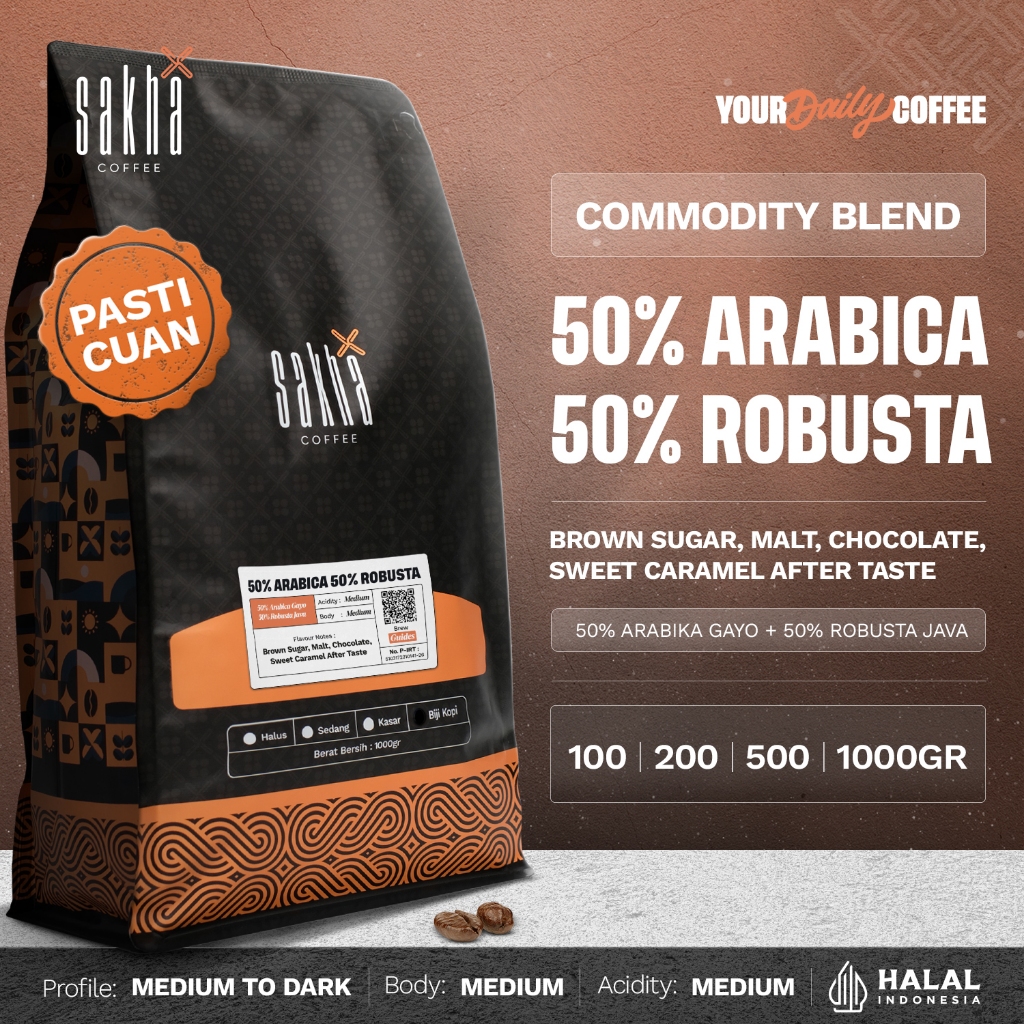 Sakha Coffee Roastery BIJI KOPI 50% ARABICA Ekonomis Espresso Blend