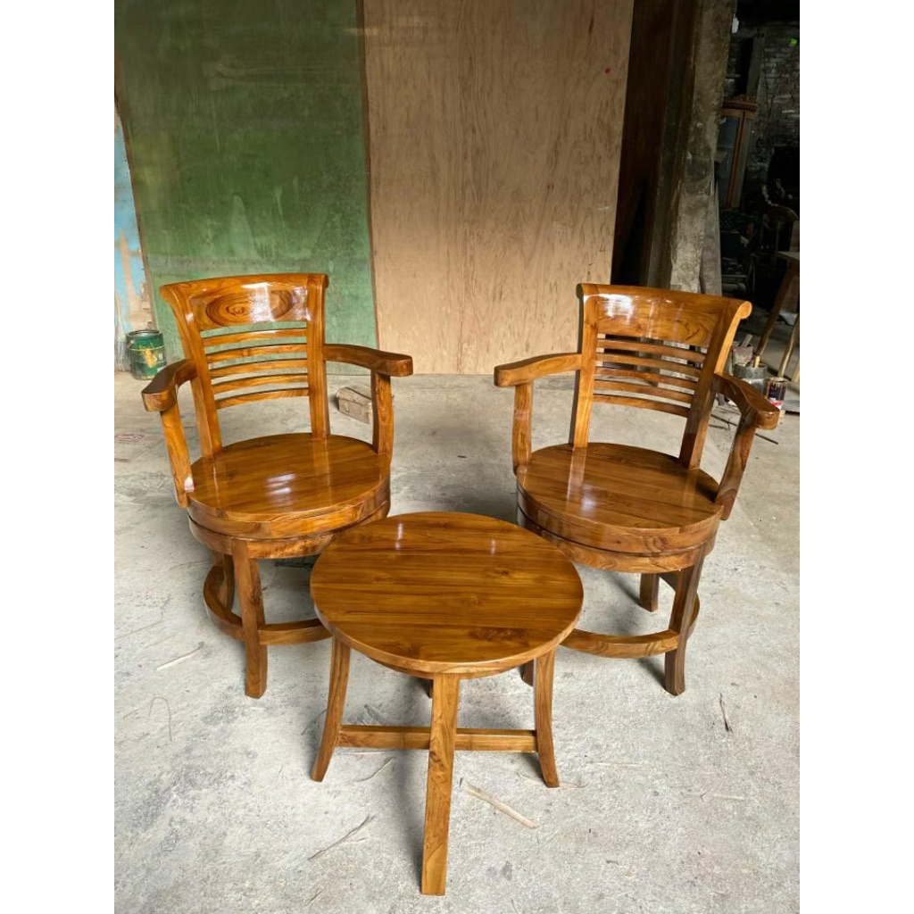 kursi teras putar jati termurah kursi  teras putar kayu jati jepara