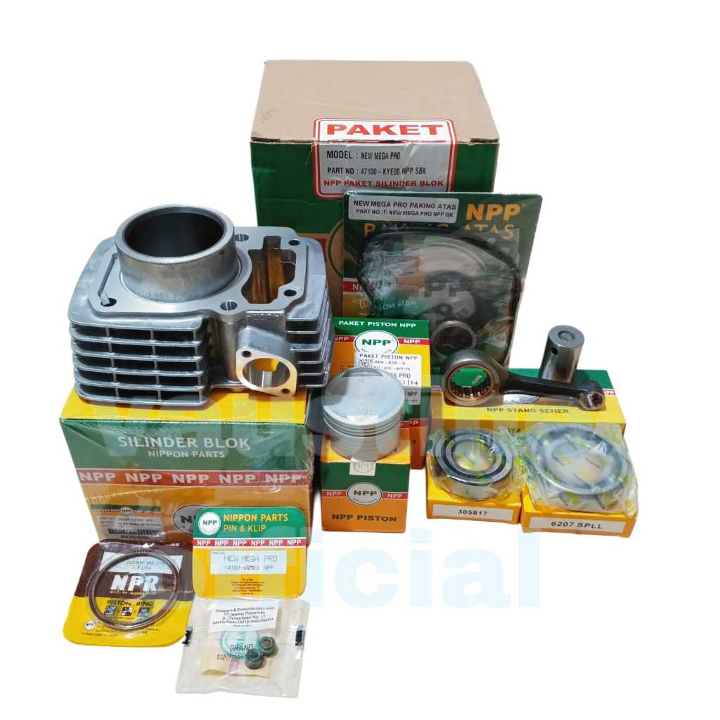 BLOK SEHER BLOK SEHER BORING SILINDER NEW MEGA PRO+PISTON KIT+STANG SEHER BEARING+TOPSET+SEAL KLEP K