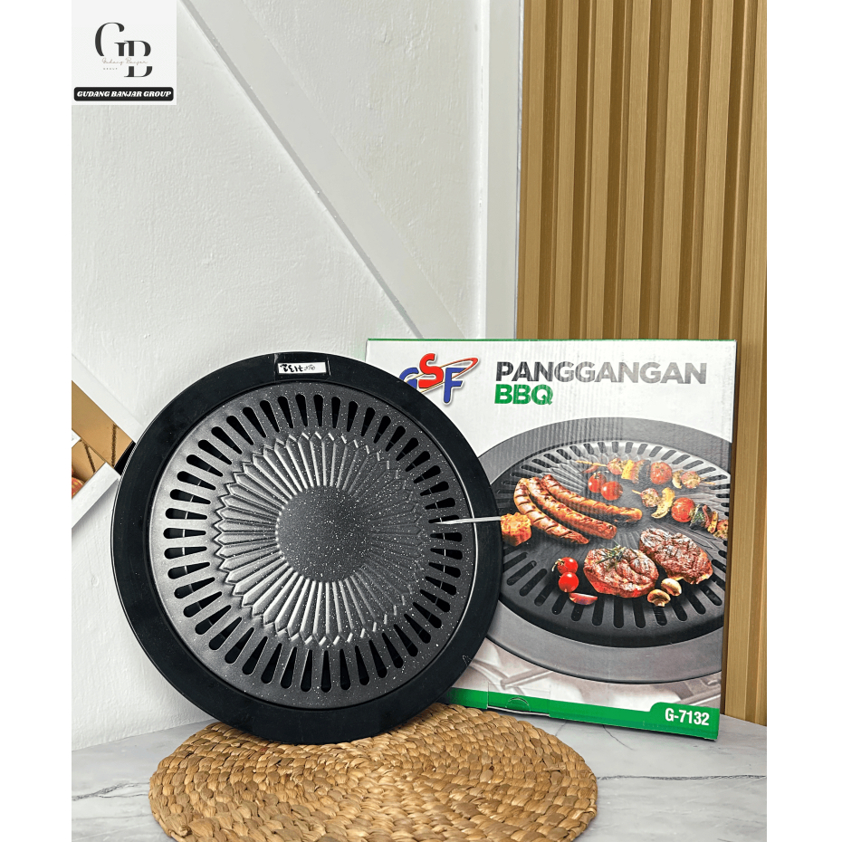 Grill Pan Panggangan Bulat Barberque BBQ Grill Plate Portable Merk GSF 7132