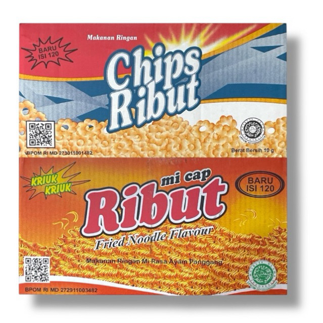 (1 Dus) Snack Jadul Mie Ribut / Snack Chips Ribut Kemasan 500