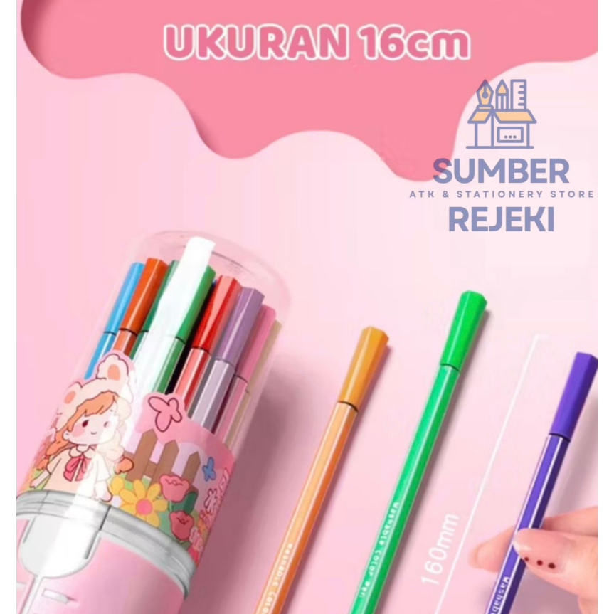 Aimilo Spidol Warna Warni 1 Set Hexagonal Watercolor Marker Pen 24 Warna