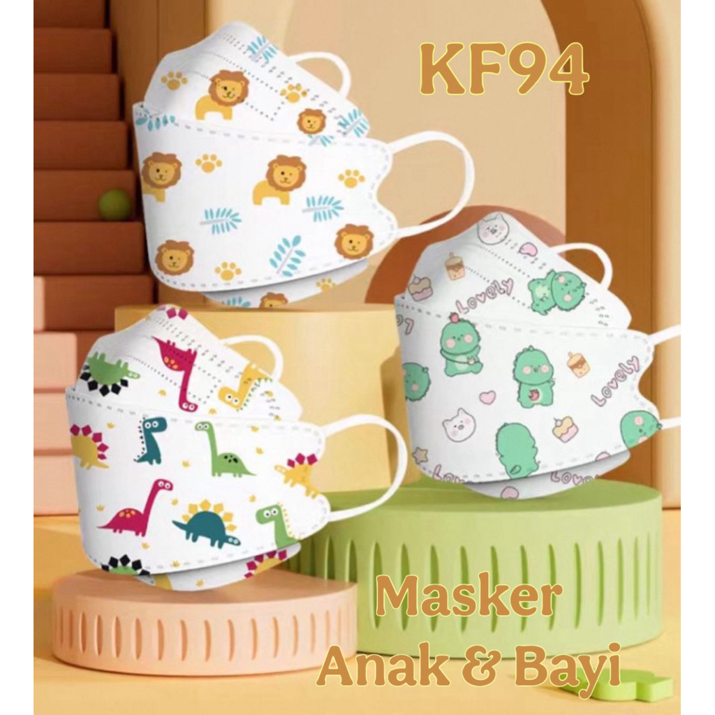 Masker Bayi KF94 | Masker Anak KF94 | Premium Masker isi 10 Pcs Masker Anak Motif Kartun Lucu