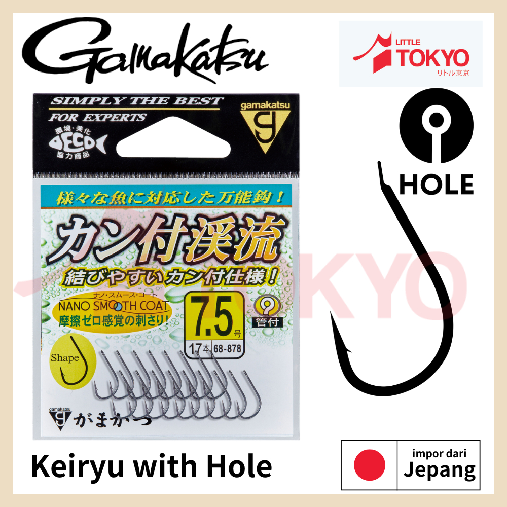Mata Kail Pancing Gamakatsu KEIRYU Ring Eye dengan Lubang Original Japan Kecil