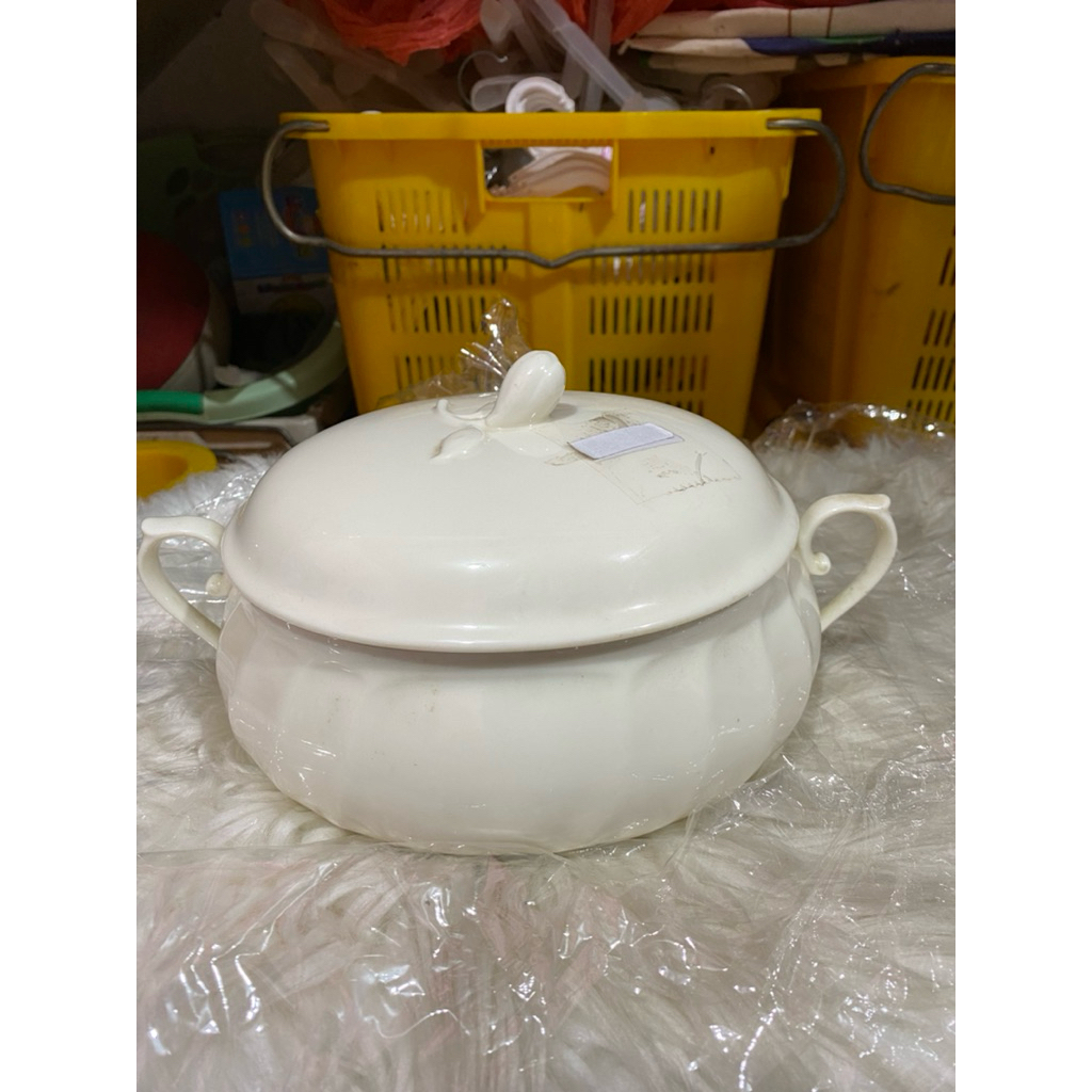 Mangkok Keramik Putih Pamjang 30cm Lebar 20cm Tnggi 12cm