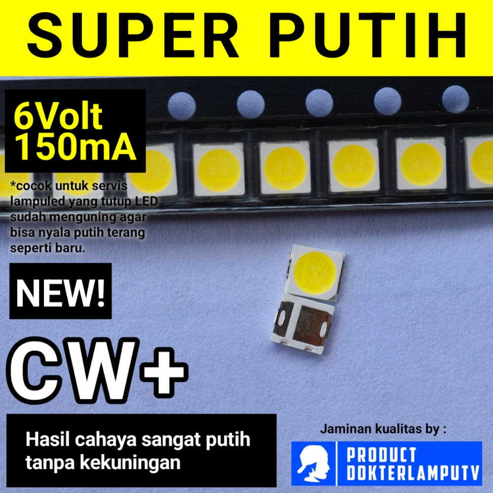 Rumahleha 100Pcs Led Smd 2835 3V 6V 9V 12V 18V 36V Cw Mers Lighting Untuk Servis Lampu Philips Osram