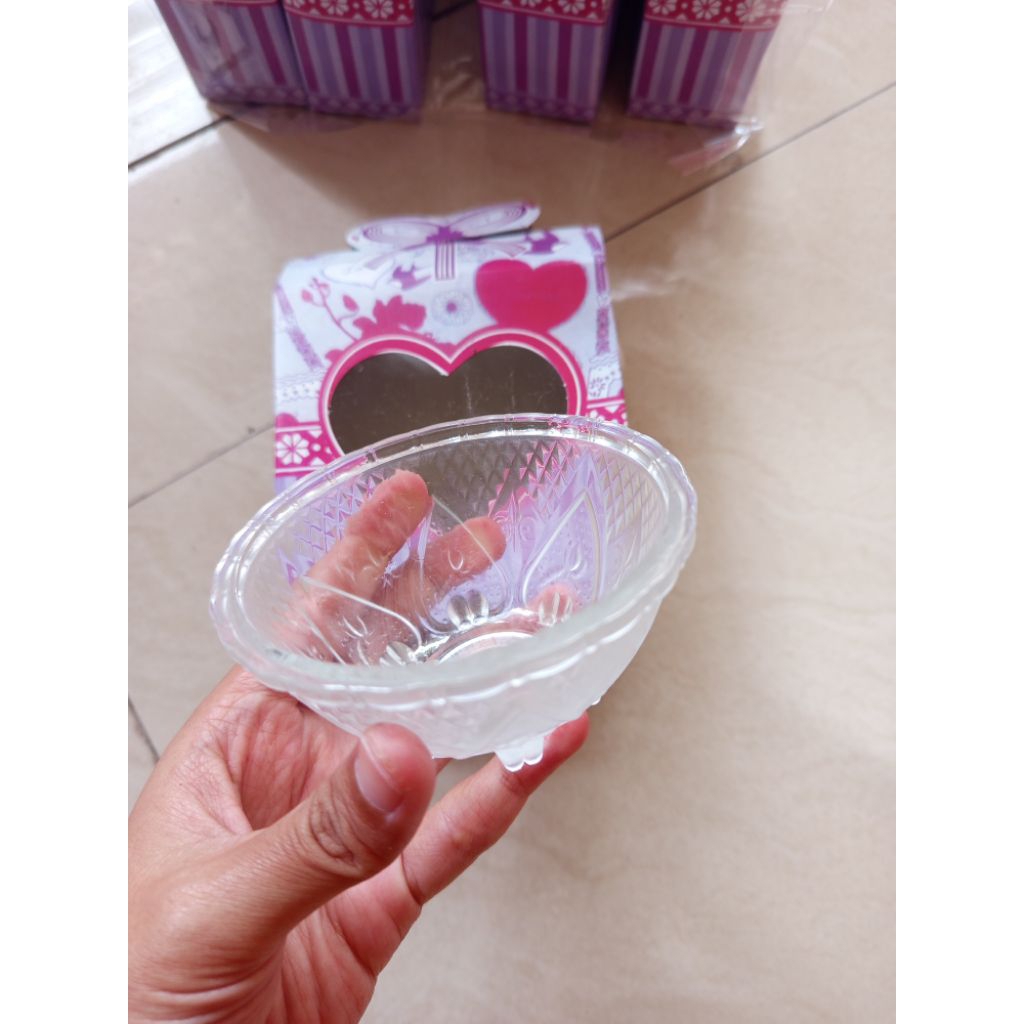 souvenir mangkok sambal kaca/souvenir murah/souvenir mangkok kemas paper box/souvenir pernikahan