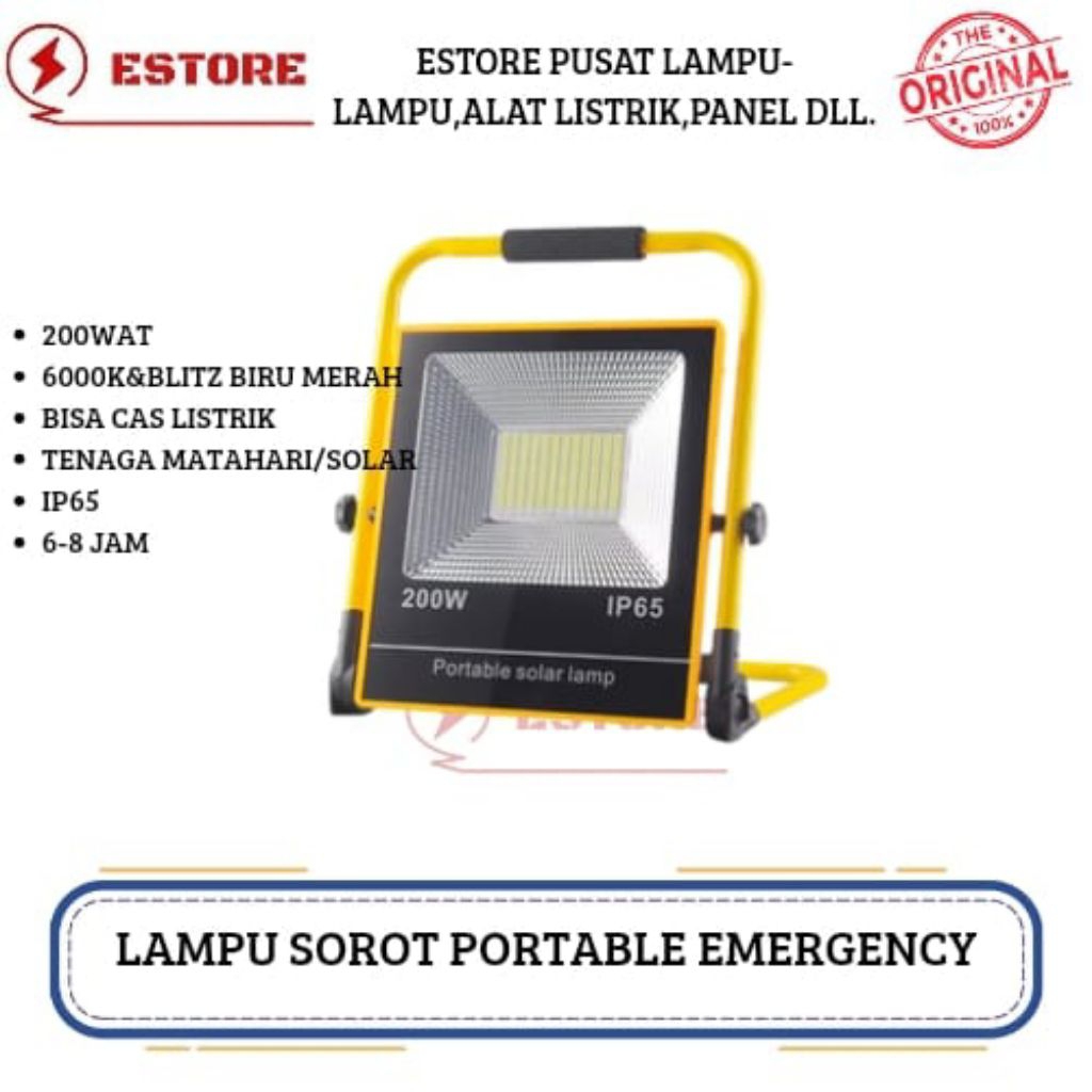 lampu sorot emergency portable 200wat lampu sorot tembak solar panel 200wat led