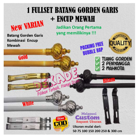 Besi Gorden full set ||Batang Gorden ||Tiang gorden motif ulir polos garis